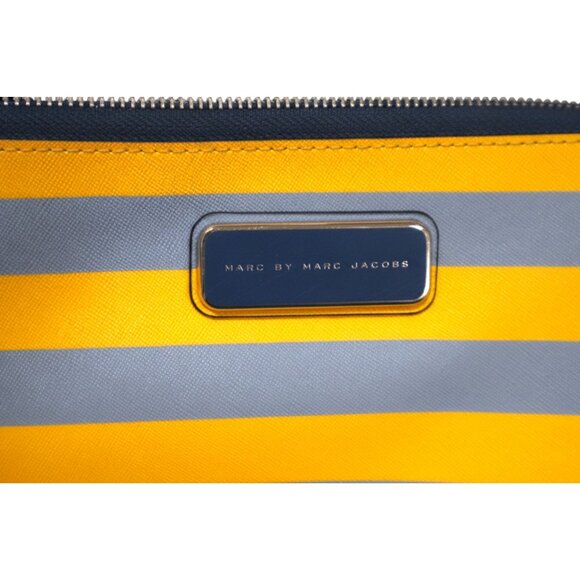 MMarc by Marc Jacobs Stripe Clutch Yellow Blue Coastal Grandma Preppy - Picture 2 of 3